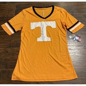 Tennessee Volunteers Shirt Women M Orange Bling V Neck Colosseum NCAA Football